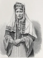 Uma mulher curda, de "The History of Mankind", Vol.III, do Prof. Friedrich Ratzel, 1898 (gravura)