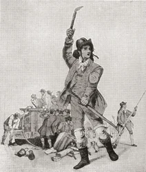 Um bombeiro de Londres na década de 1790. Da revista The Strand Magazine publicada em 1897.