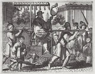 Um mandarim em uma cadeira de Sedan, ilustração de uma descrição de embaixadas para a China, 1690