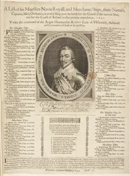 Uma Lista de Navegação Naval com o Retrato do Conde de Warwick