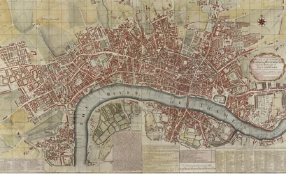 Um novo e exato plano das cidades de Londres e Westminster e o bairro de Southwark, 1725