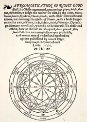 A Prognostication of Right Good, de Leonard Dygges, impresso por Thomas Gemini, Blacke Friars, Londres, 1555