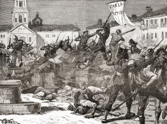 Uma insurreição republicana em Málaga, Espanha durante A Gloriosa Revolução ( La Gloriosa