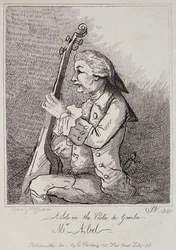 Um solo na Viola da Gamba, Carl Friedrich Abel (1723-1787), gravado por William Nelson Gardiner (1766-1814) 1787