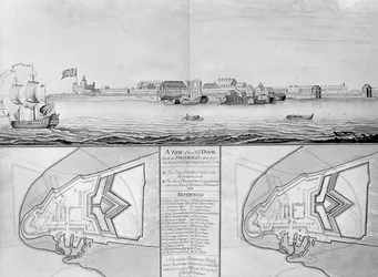 Uma visão de sua majestade Dockyard em Sheerness, 1698
