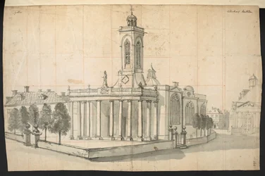 Um edifício em Northampton, da "História de Northamptonshire" de John Bridges