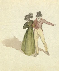 Um casal passeando, c.1825 (wc no papel)