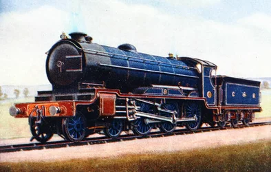 Uma locomotiva da London Midland and Scottish Railway, ilustração de 