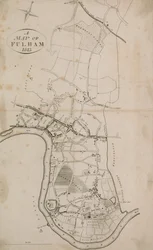 Um mapa de Fulham, Londres, 1813