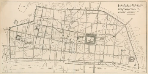 Um mapa do modelo de Londres romana em exibição no Undercroft of All Hallows-by-the-Tower