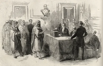 Abd-El-Kader Voting for the French Empire - Ilustração para The Illustrated London News, 4 de Dezembro de 1852.