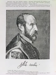 Ilustração de Abraham Ortelius (1527-98) do Volume IV de &39;Narrative and Critical History of America&39;, 1886