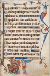 Acrescentar. 42130, f.101, Salmo 54, Arcanjos combatendo o diabo, de 