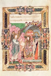 Acrescentar 49598 Anunciação, do Benedictional de St. Aethelwold, Winchester, c.980 (velino)