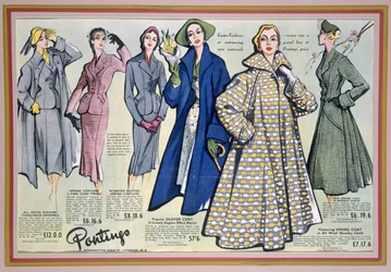 Propaganda para a coleção da primavera de Pontings, os anos 50