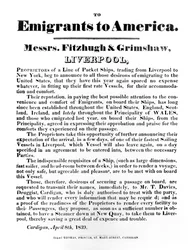 Propaganda para Packet Ships to America, 1839 (papel impresso)
