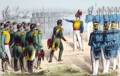 Depois da Batalha de Monterrey, o general mexicano Pedro de Ampudia entrega a cidade ao general americano Zachary Taylor durante a Guerra Mexicano-Americana de 1846-48.