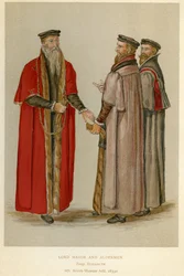 Um prefeito elizabetano e prefeito, ilustração de &39;Uma breve história do povo inglês&39; por JR Green, c.1892