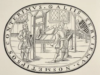 Um escritório de impressão em inglês, 1619