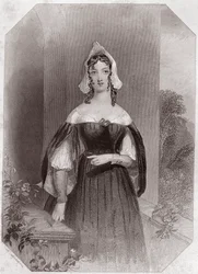 Anne Page (Anna Page) (The Merry Wives of Windsor) em - "Galeria das Mulheres de Shakespeare, coleção de quarenta e cinco retratos sérios de artistas do início de Londres, enriquecidos com avisos críticos e literários" ca. 1838 - da "Galeria das Mulheres d