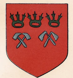 Arms of the Maçons of Cologne, de The History of Freemasonry, volume II, publicado por Thomas C. Jack, Londres, 1883