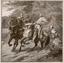 Detenção do Rei Ricardo, ilustração da História Ilustrada de Cassells da Inglaterra (foto sépia)