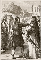 Detenção do Duque de Gloucester, ilustração da História Ilustrada de Cassells da Inglaterra (foto sépia)