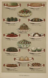 Pratos variados de legumes, de 
