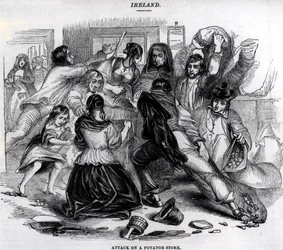 Ataque a uma loja de batatas na Irlanda, c.1845