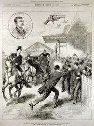 Tentativa de Atirar a Rainha na Estação Ferroviária de Windsor, de &39;The Illustrated London News&39;, 11 de março de 1882