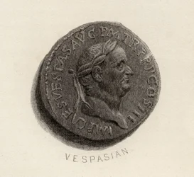Moeda Aureus, da época de Vespasiano, Tito Flávio Vespasiano