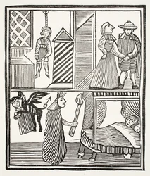 Tragédia de Batemans, ilustração dos Chap-livros do século XVIII por John Ashton, bar. 1882