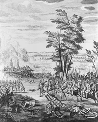 Batalha de Malplaquet, 11 de setembro de 1709, da "História da Rainha Ana", 1740