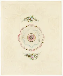 Be Thine, c.1830 (impressão a cores dos namorados com borda de renda)
