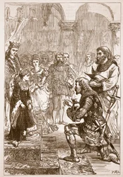 Noivado da Princesa Isabella com Richard, ilustração de Cassells Illustrated History of England (foto em sépia)