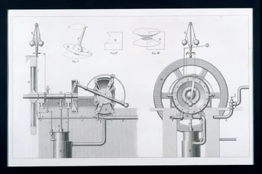 Bishops Rotary Steam ou Disc Engine da Cyclopaedia of Used Arts & Manufactures, editado por Charles Tomlinson, c.1880s