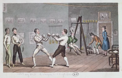 Boxe na Inglaterra, 1823 (gravura a cores)
