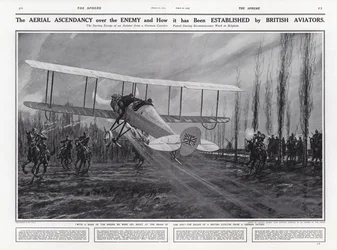 Avião britânico escapando de uma patrulha alemã, Primeira Guerra Mundial, Bélgica