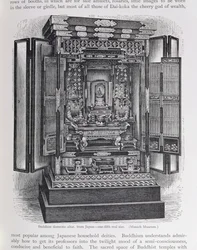 Altar doméstico budista, de &39;The History of Mankind&39;, Vol.III, do Prof. Friedrich Ratzel, 1898