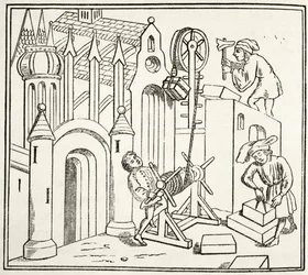 Construtores em ação no século XV, de "A História Nacional e Doméstica da Inglaterra", de William Hickman Smith Aubrey (1858-1916), publicaram Londres, c.1890