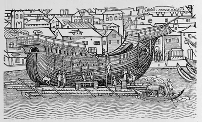 Construindo um Navio, de "A História Narrativa e Crítica da América", editado por Justin Winsor, Londres, 1886