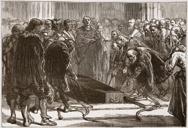 Enterro de Lutero no Schloss-Kirk, Wittemberg, ilustração da história do protestantismo por James Aitken Wylie (1808-1890), bar. 1878