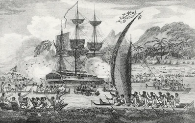 Capitão Wallis atacado pelos índios