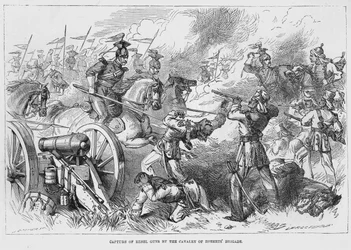 Captura de armas rebeldes pela cavalaria da brigada de Roberts