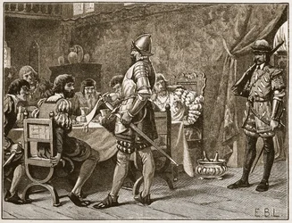 Captura dos FitzGeralds, ilustração de Cassells Illustrated History of England (foto em sépia)