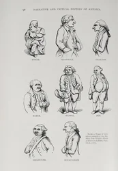 Caricaturas de "A História Narrativa e Crítica da América", editada por Justin Winsor, Londres, 1886