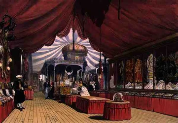 Caixas de produtos bordados na secção turca da Grande Exposição de 1851, de Dickinson