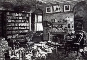 Charles Darwins estuda em Down House, 1882