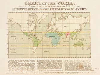 Gráfico do Mundo, sobre a Projeção de Mercator, Ilustração da Impolítica da Escravatura