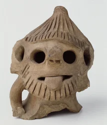 Chaminé ou louvre, anteriormente montado no cume de um telhado na High Street, Oxford, século 14 (cerâmica)
